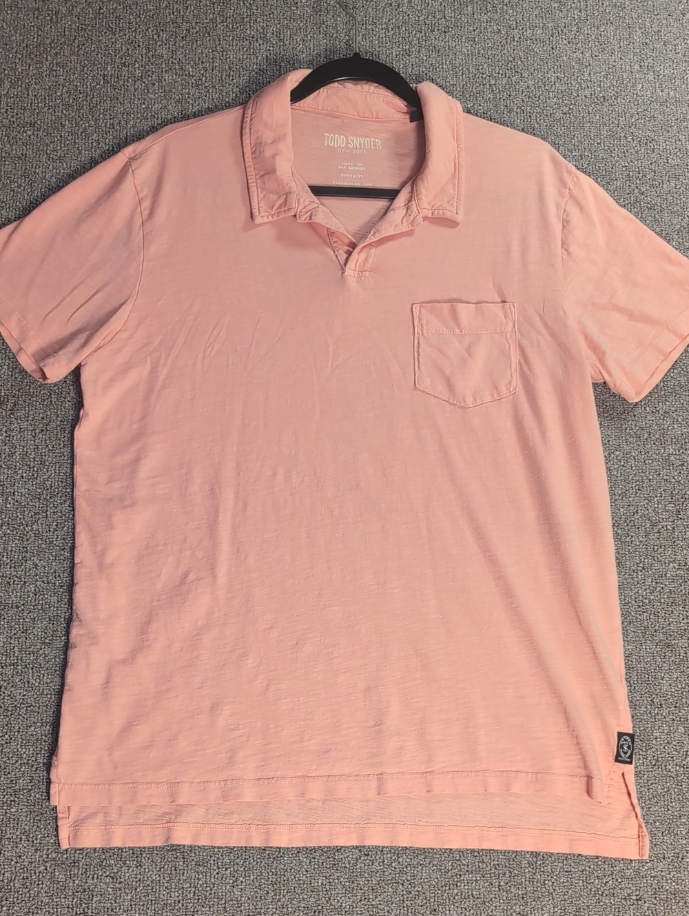 Todd Snyder Montauk Polo Size Large in Peach 100% Cotton Slub Preppy